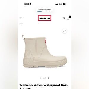 Hunter Women's Wales Cream ivory platform Waterproof Booties 7 brand new